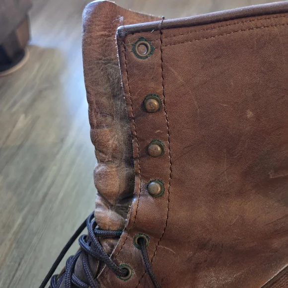 Cool Brown Leather Stylish Women's Boots Size 9 1/2 Distressed Cowboy Fringe - Picture 11 of 12